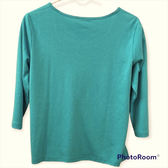 Alfred Dunner Top Jersey 3/4 Sleeve Green/Blue WM SZ S Petite Rhinestones 🥰 - Picture 8 of 12